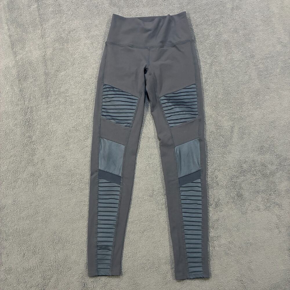 Alo Yoga Anthracite High Waistband Quilted Stitching Moto Leggings Women’s Sz M